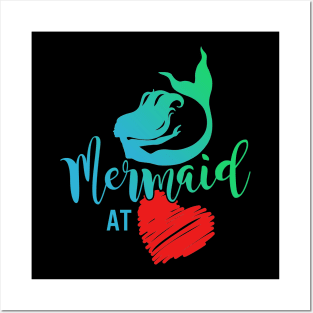 Mermaid At Heart TShirt Funny Tees Mermaid Posters and Art